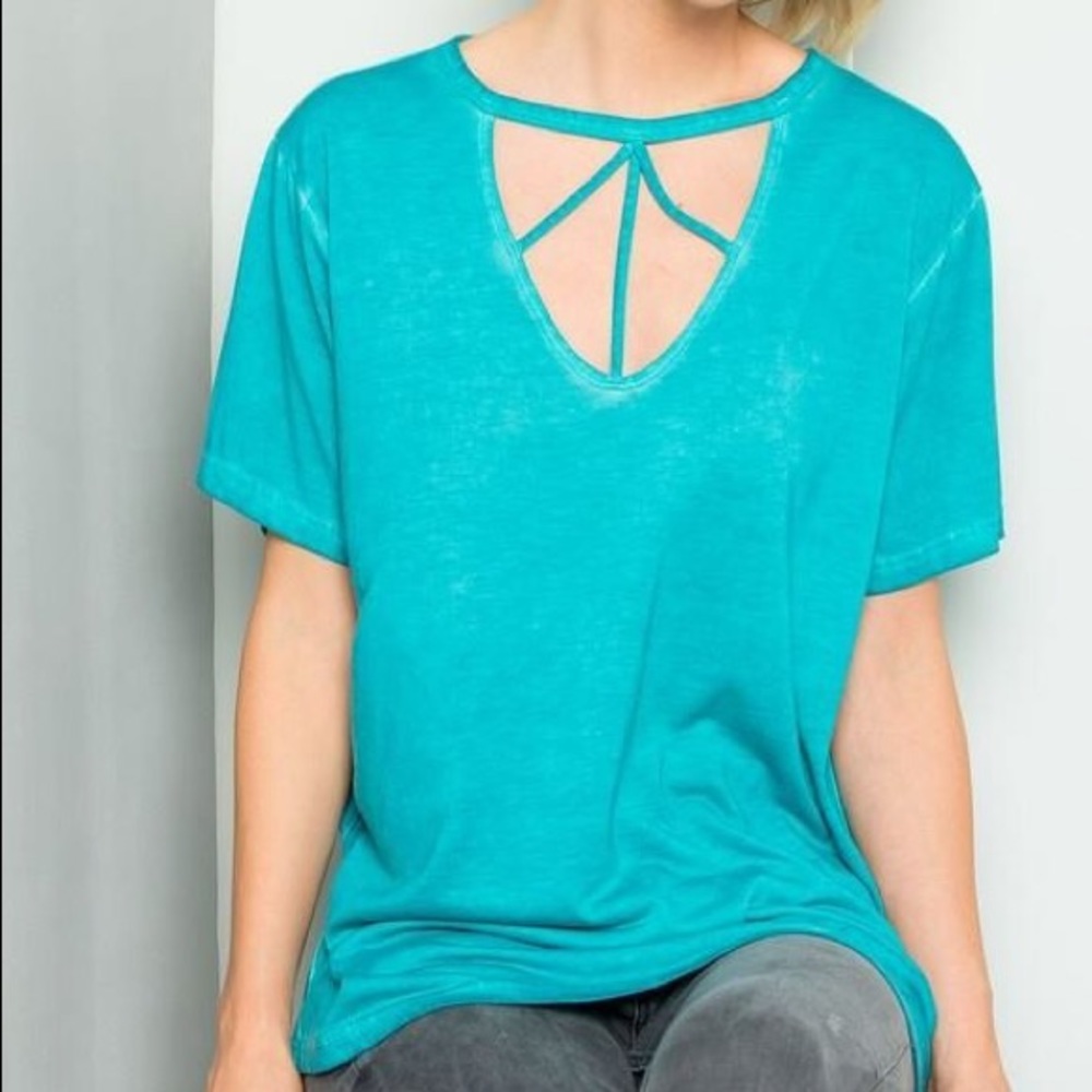 Turquoise, mineral washed tee (new)